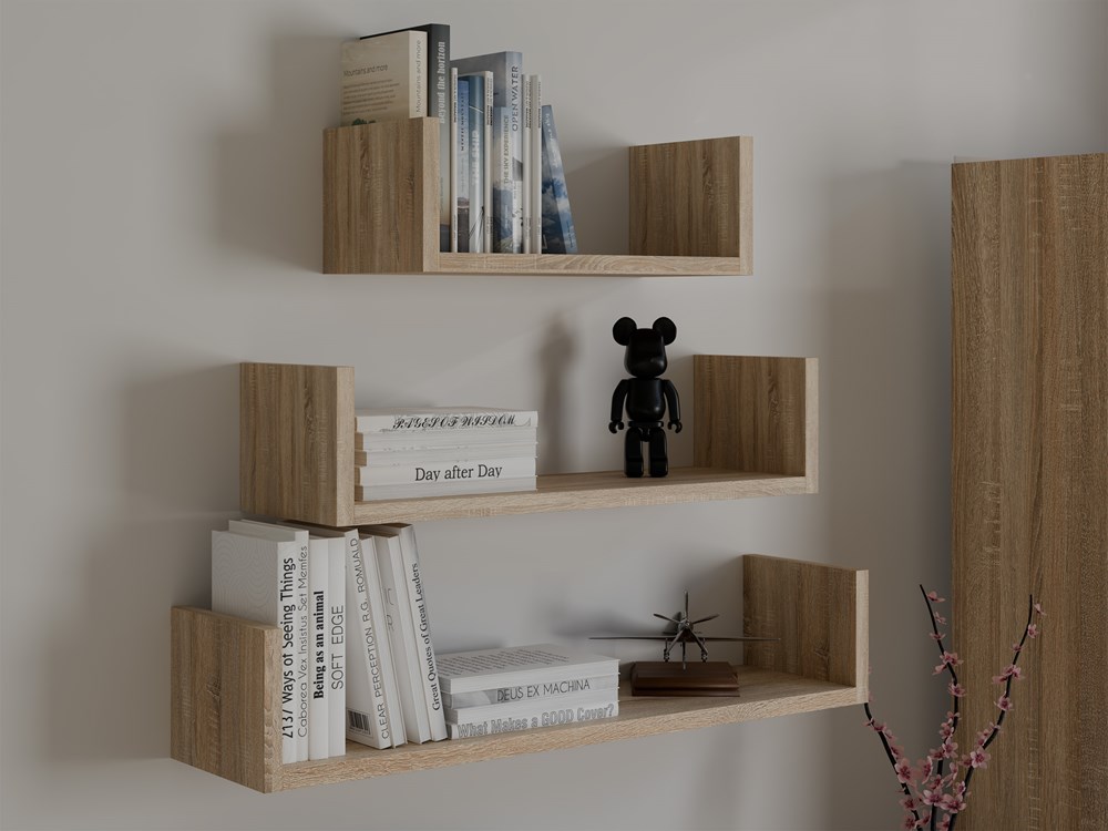 Regał Ścienny Wiszący MOBI 3P DĄB SONOMA - obrazek 2