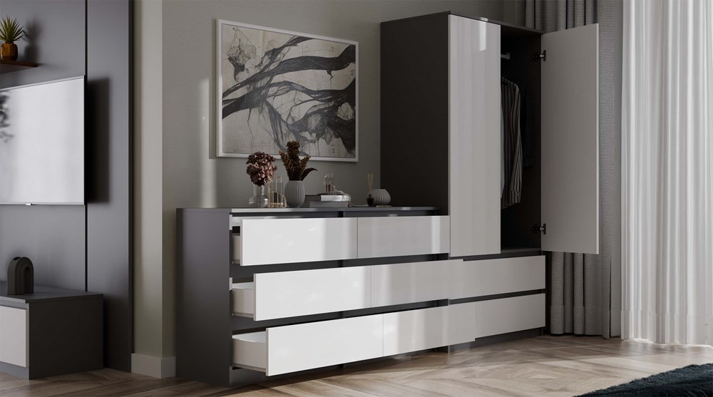 Szafa Nordico Malwa SS-90 – antracyt / biel - obrazek 4