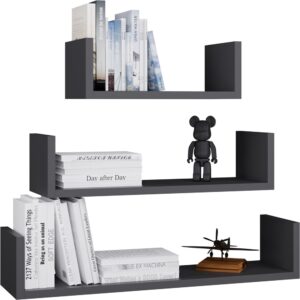 Półka Wisząca MOBI 3P Komplet 3x – Nowoczesne Półki Ścienne ANTRACYT
