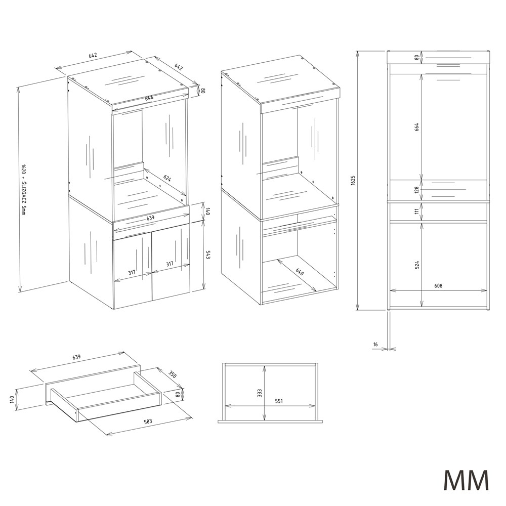 Szafka Łazienkowa Na Pralkę Lub Suszarkę POLA TWIN 1S BIAŁA Regał Szuflada - obrazek 6