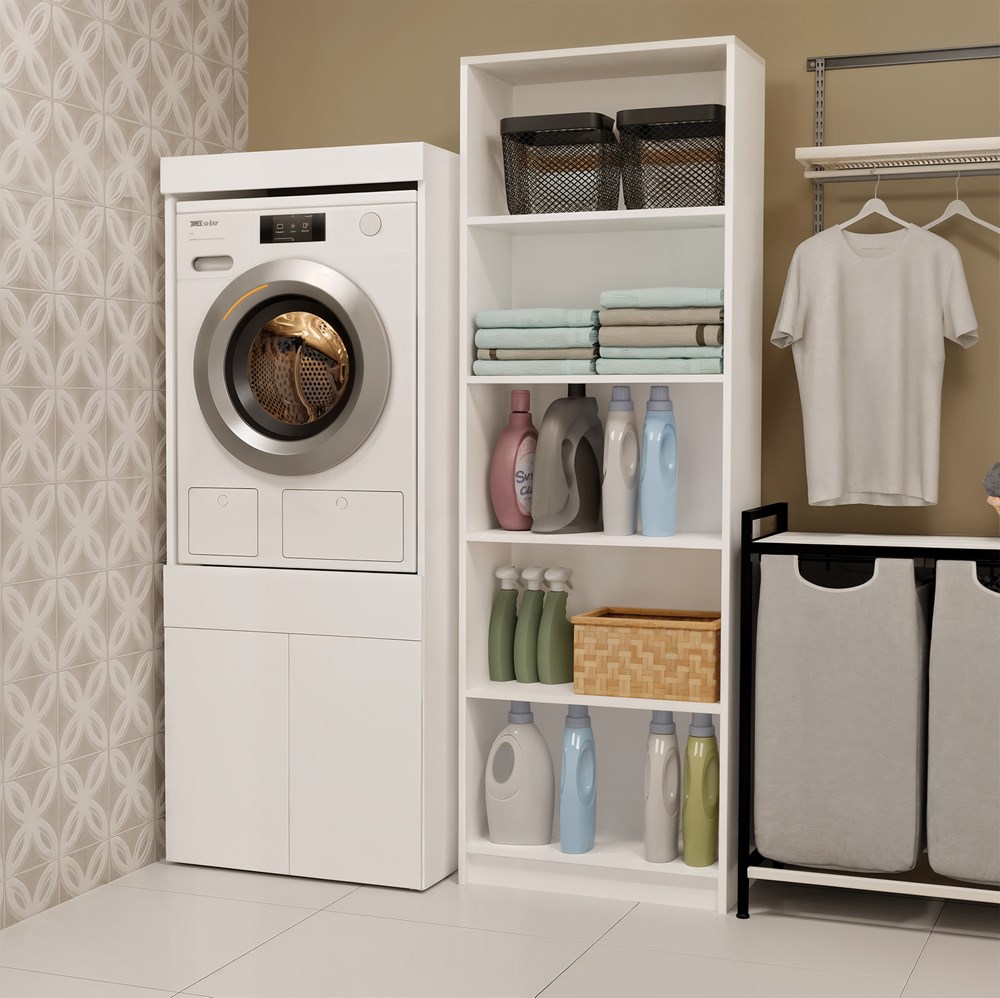 Szafka Łazienkowa Na Pralkę Lub Suszarkę POLA TWIN 1S BIAŁA Regał Szuflada - obrazek 4