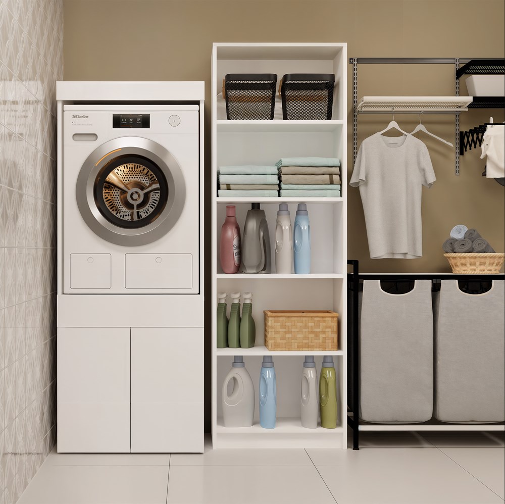 Szafka Łazienkowa Na Pralkę Lub Suszarkę POLA TWIN 1S BIAŁA Regał Szuflada - obrazek 2