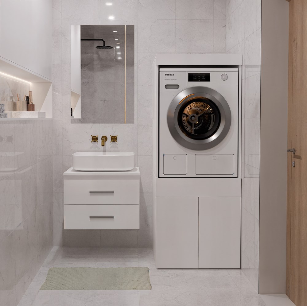 Szafka Łazienkowa Na Pralkę Lub Suszarkę POLA TWIN 1S BIAŁA Regał Szuflada - obrazek 3