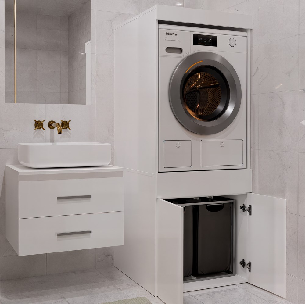 Szafka Łazienkowa Na Pralkę Lub Suszarkę POLA TWIN 1S BIAŁA Regał Szuflada - obrazek 5