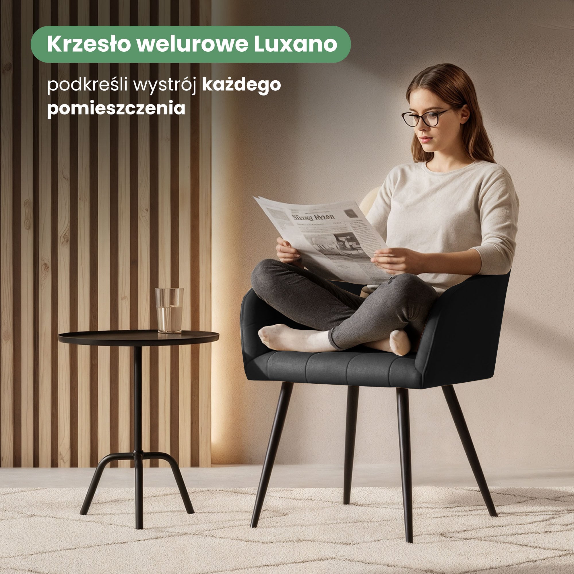 2x Krzesło tapicerowane z przeszyciami kwadratowymi Czarne LUXANO Czarne nogi - obrazek 2