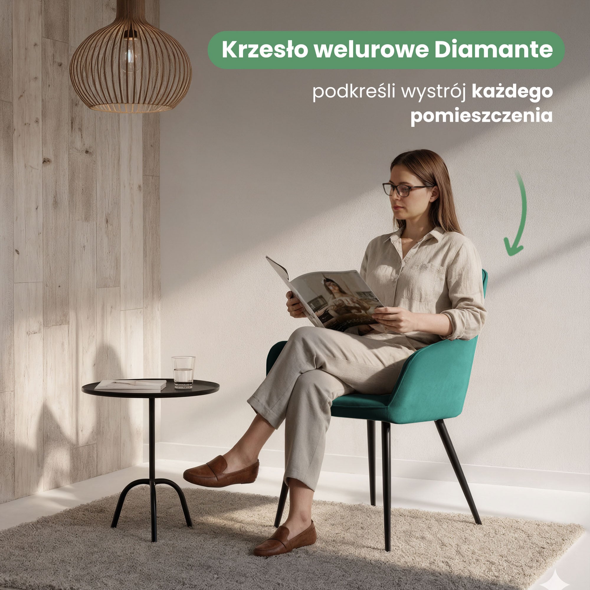 6x Welurowe krzesło tapicerowane pikowane Butelkowa Zieleń DIAMANTE Czarne nogi - obrazek 2