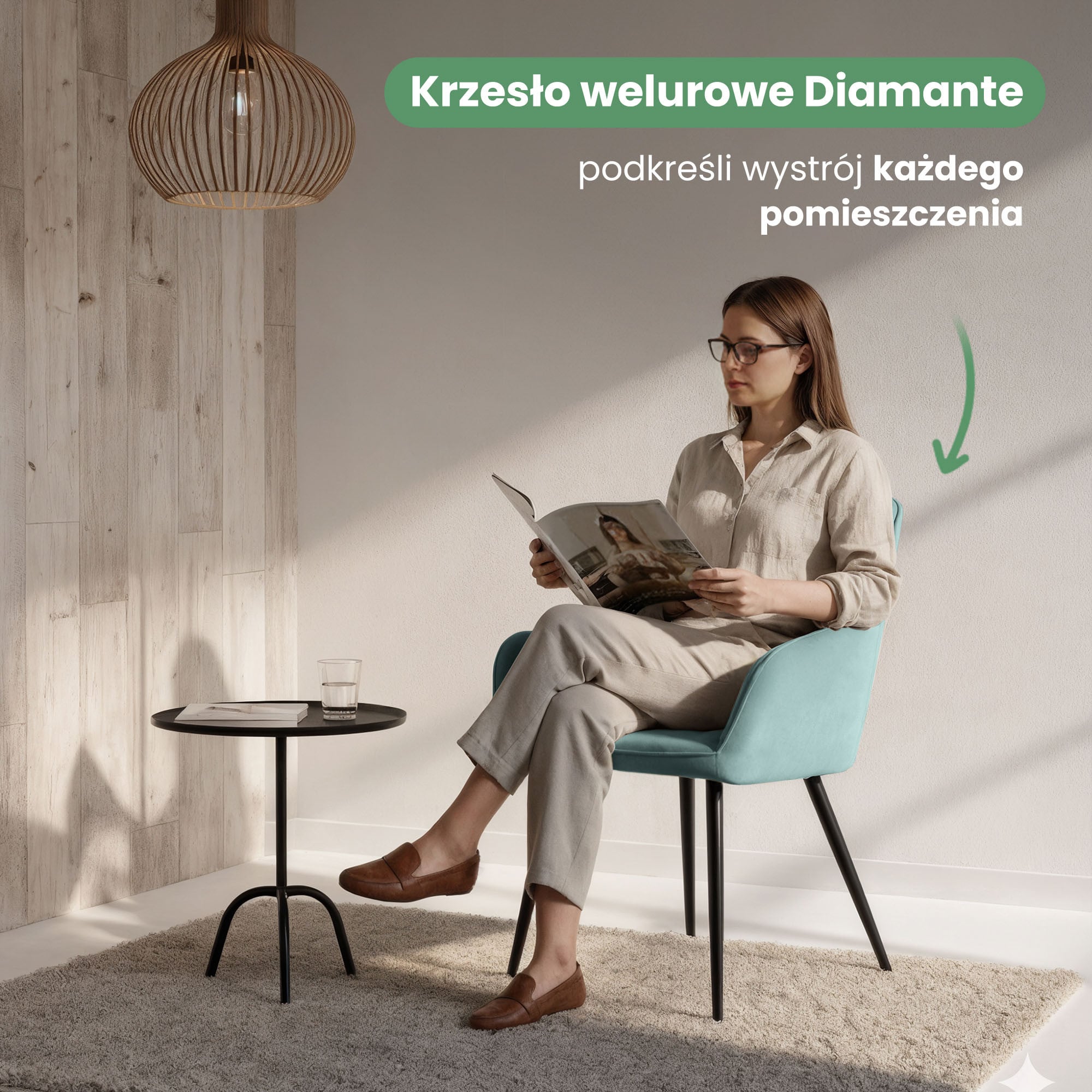 6x Welurowe krzesło tapicerowane pikowane Turkusowe DIAMANTE Czarne nogi - obrazek 2