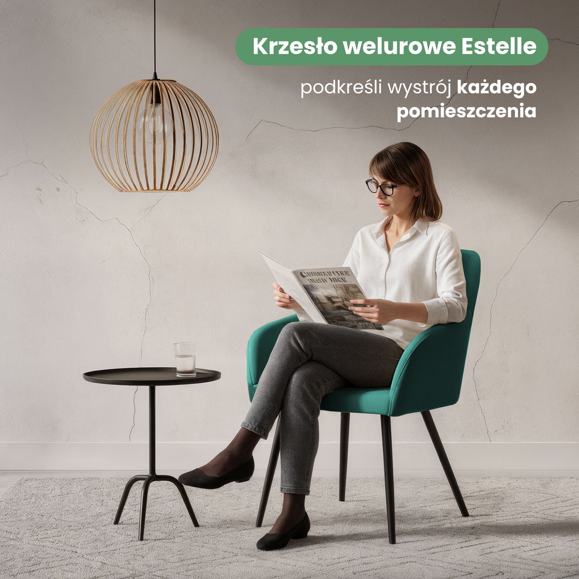 2x Welurowe krzesło tapicerowane gładkie Butelkowa Zieleń ESTELLE Czarne nogi - obrazek 2