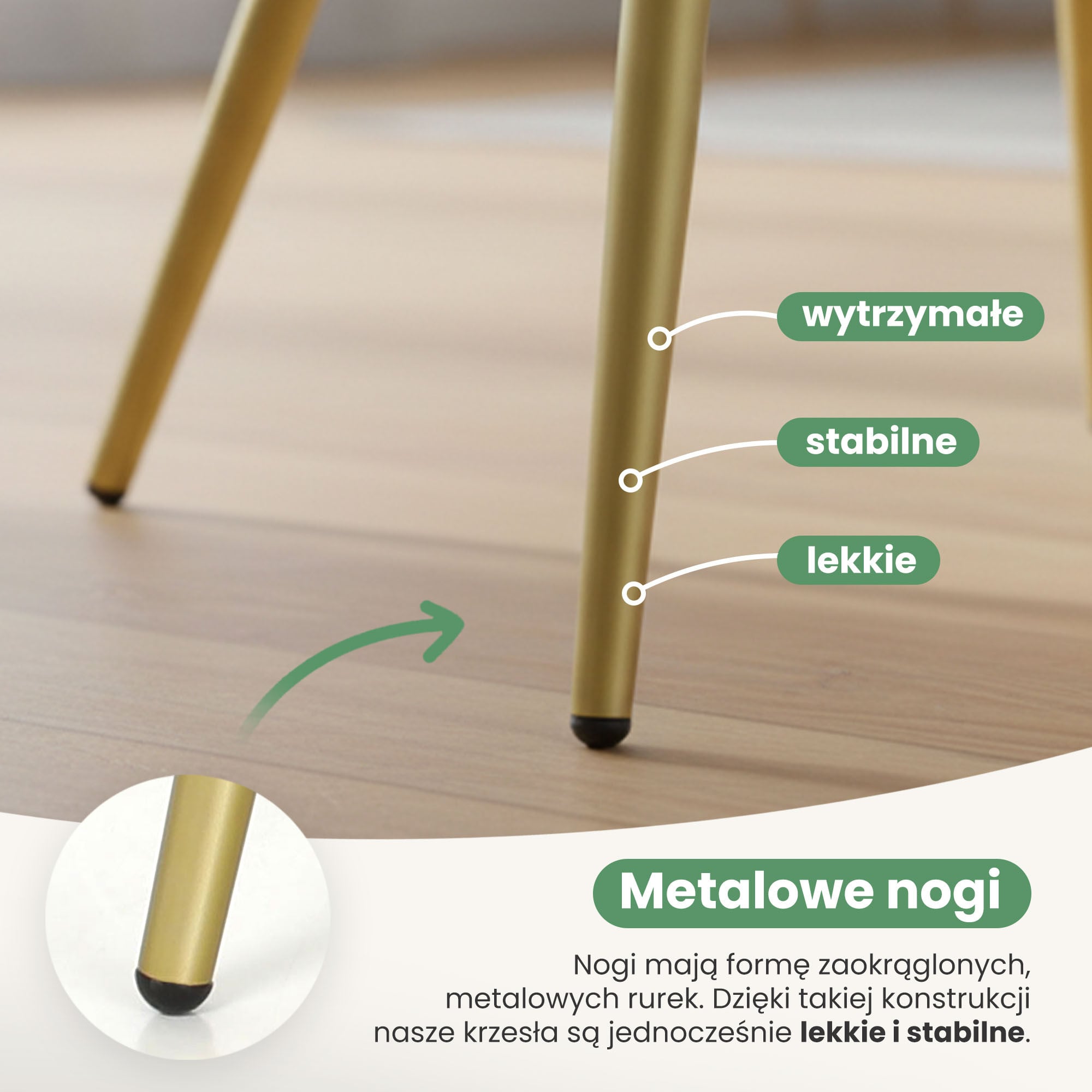 4x Krzesło tapicerowane z przeszyciami kwadratowymi Beżowe LUXANO Złote nogi - obrazek 3