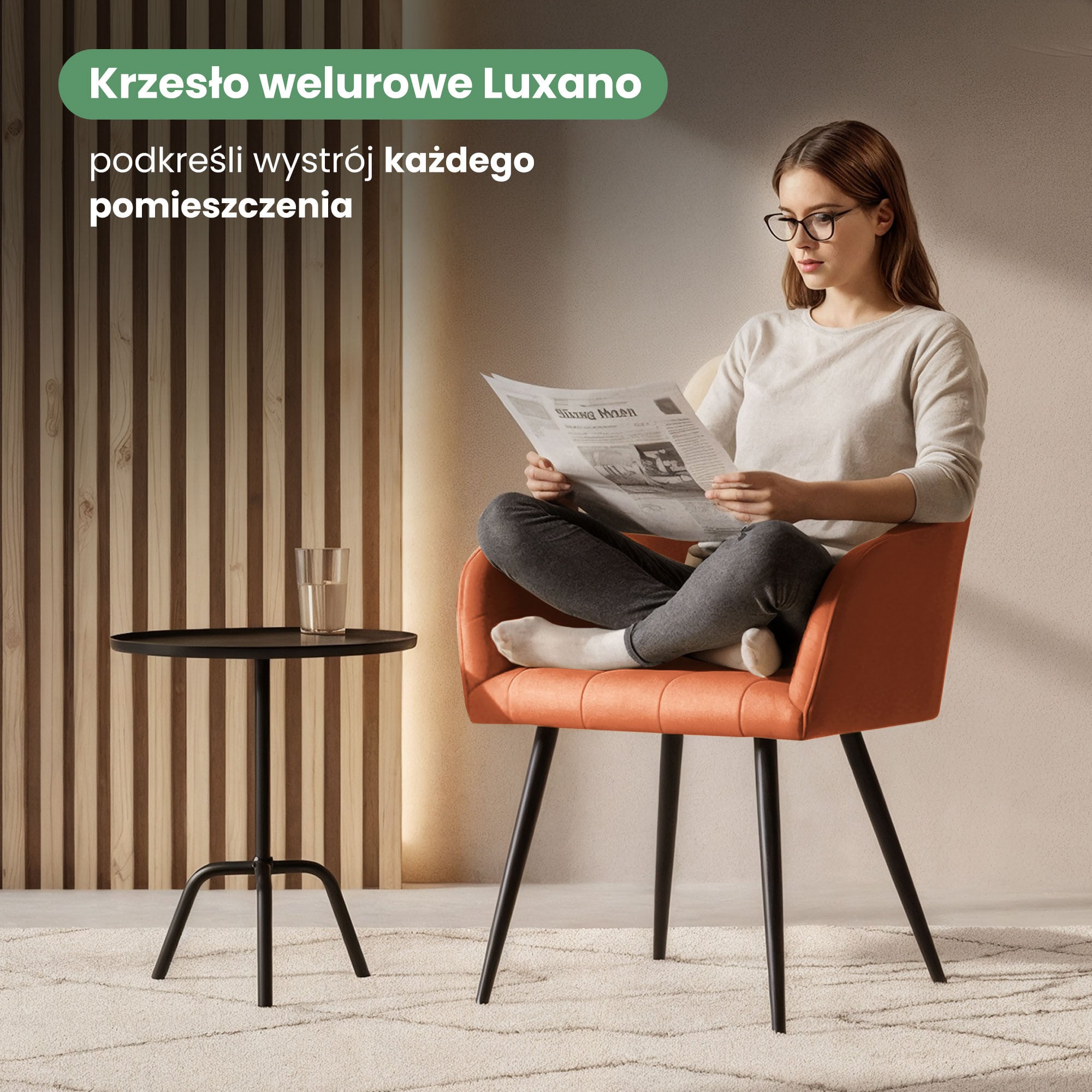 6x Krzesło tapicerowane z przeszyciami kwadratowymi Miedziane LUXANO Czarne nogi - obrazek 2