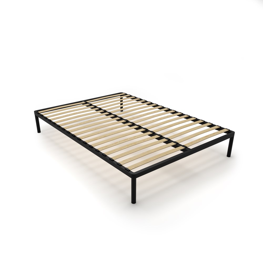 Stelaż Łóżka BED ALU 140x200 Metalowy Drewniane Listwy Nowoczesny CZARNY - obrazek 6