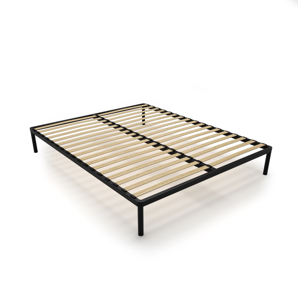 Stelaż Łóżka BED ALU 160x200 Metalowy Drewniane Listwy Nowoczesny CZARNY - obrazek 6