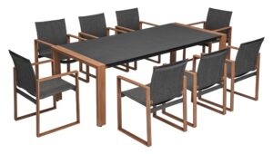 Zestaw Mebli Ogrodowych Jadalnianych DUISBURG dla 8 Osób Stół i 8 Foteli ANTRACYT / BRĄZOWY