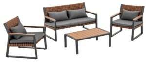Zestaw Mebli Ogrodowych TEXAS z Sofą Fotelami i Stolikem Kawowym SZARY