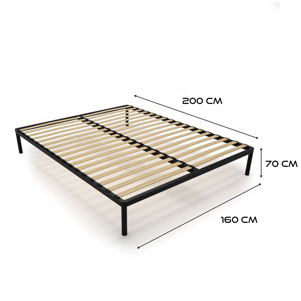 Stelaż Łóżka BED ALU 160x200 Metalowy Drewniane Listwy Nowoczesny CZARNY - obrazek 5