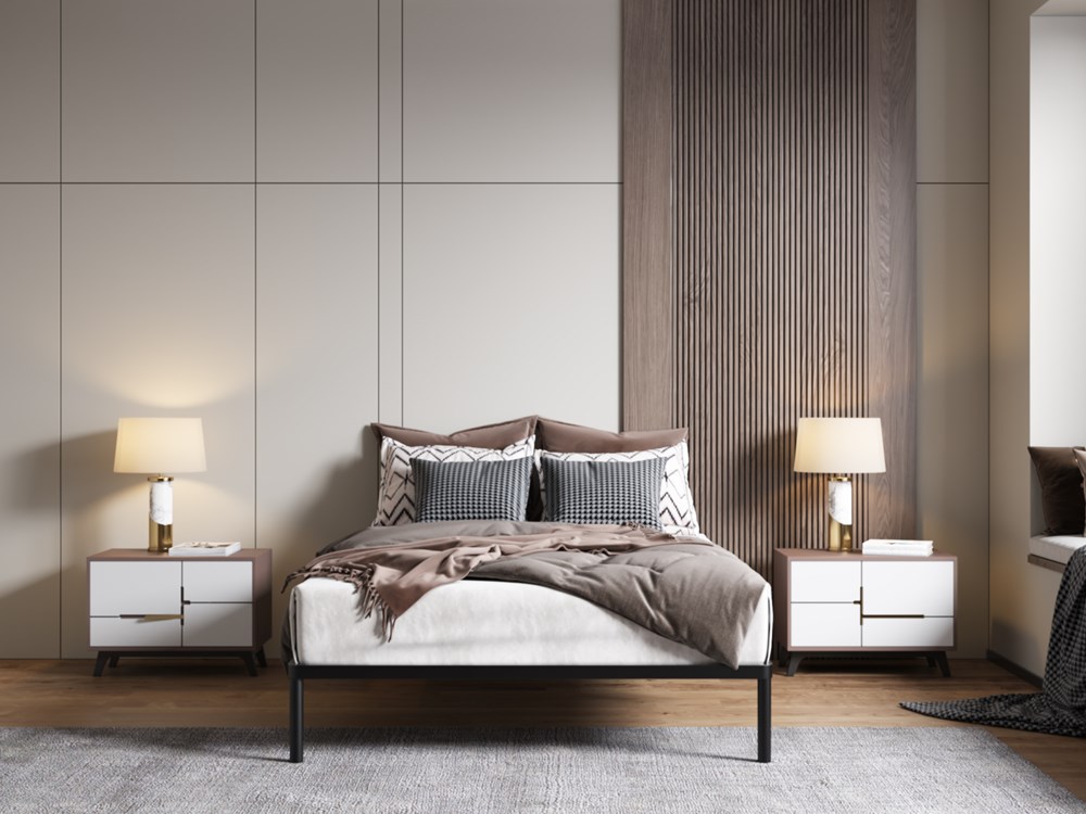 Stelaż Łóżka BED ALU 140x200 Metalowy Drewniane Listwy Nowoczesny CZARNY - obrazek 3