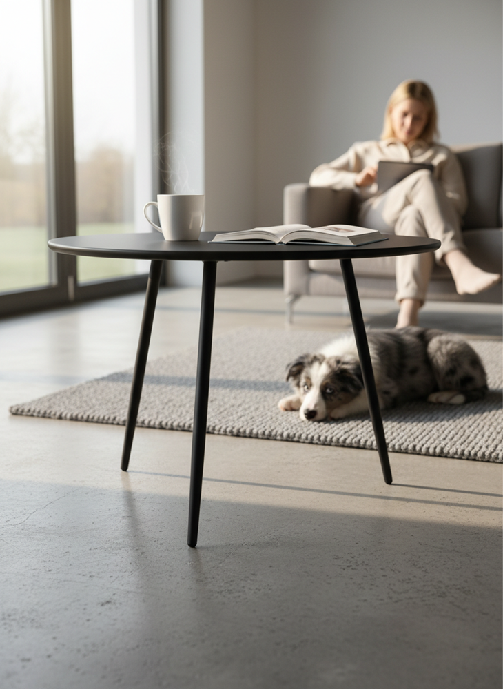 Stolik Kawowy Ogrodowy VIBE 60 Cm Stalowy 3 Nogi Szary - obrazek 2