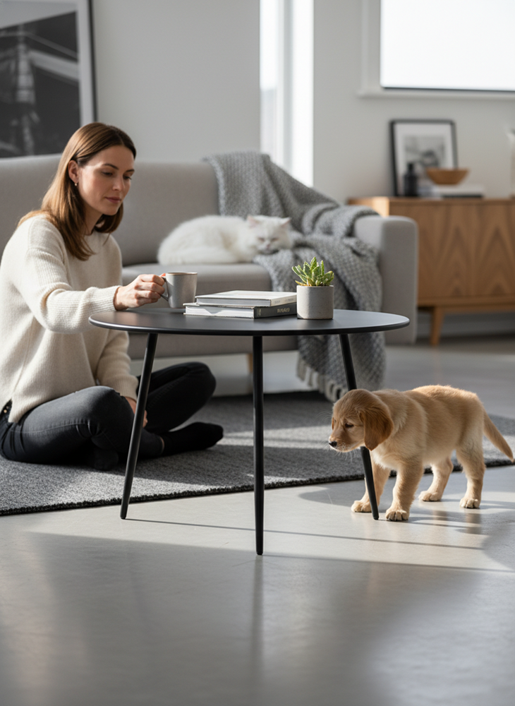 Stolik Kawowy Ogrodowy VIBE 60 Cm Stalowy 3 Nogi Szary - obrazek 5