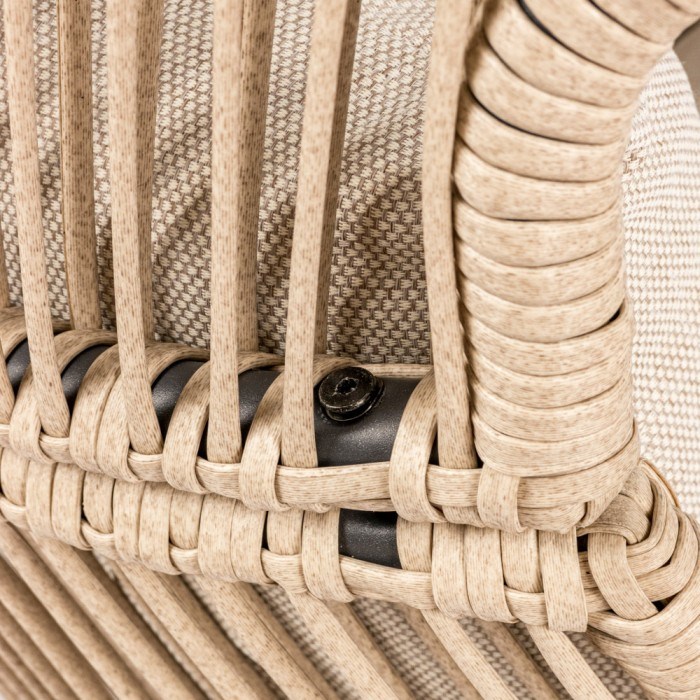 Fotel HOLAND Ogrodowy z Poduszką Rattanowy Stalowy 142 cm BEŻOWY - obrazek 5