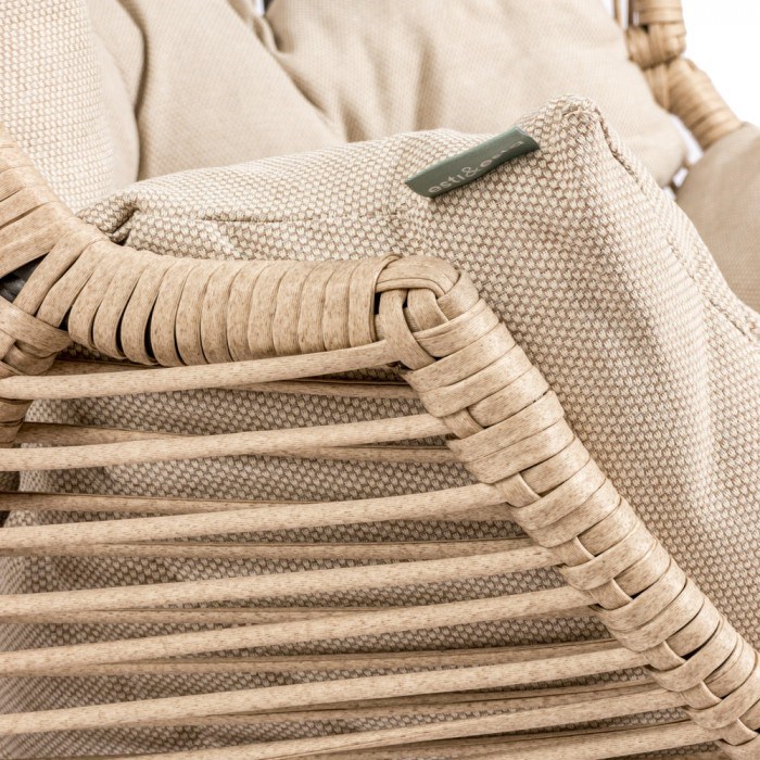 Fotel HOLAND Ogrodowy z Poduszką Rattanowy Stalowy 142 cm BEŻOWY - obrazek 7