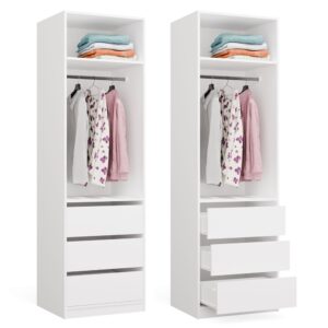 Garderoba Szafa OPENO 1W1P3S BIAŁA Modułowa Regał z Drążkiem 3 Szuflady