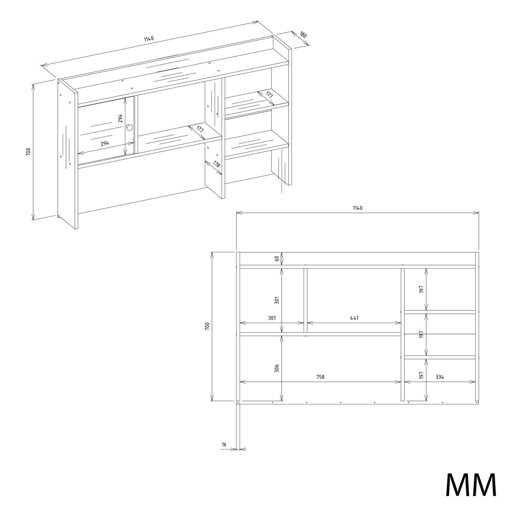Biurko CHESTER Z NADSTAWKĄ Biały 1 Szuflada Szafka Regał Do Pokoju - obrazek 7