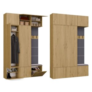 Garderoba HAGA III/2Sz1W DĄB ARTISAN 2x Szafa + Wieszak