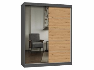 Szafa IGA 160 A/C ANTRACYT ARTISAN 1 x Lustro Szprosy Do Sypialni Przedpokoju