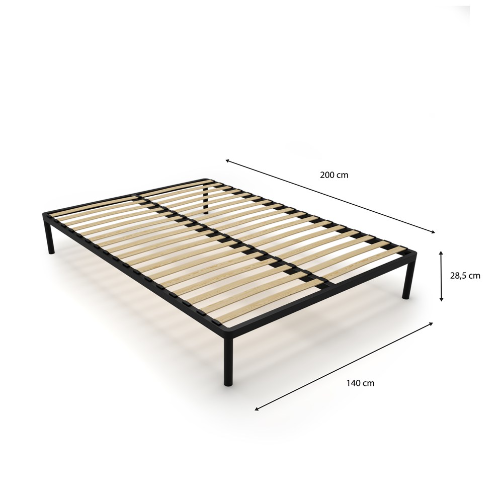 Stelaż Łóżka BED ALU 140x200 Metalowy Drewniane Listwy Nowoczesny CZARNY - obrazek 5