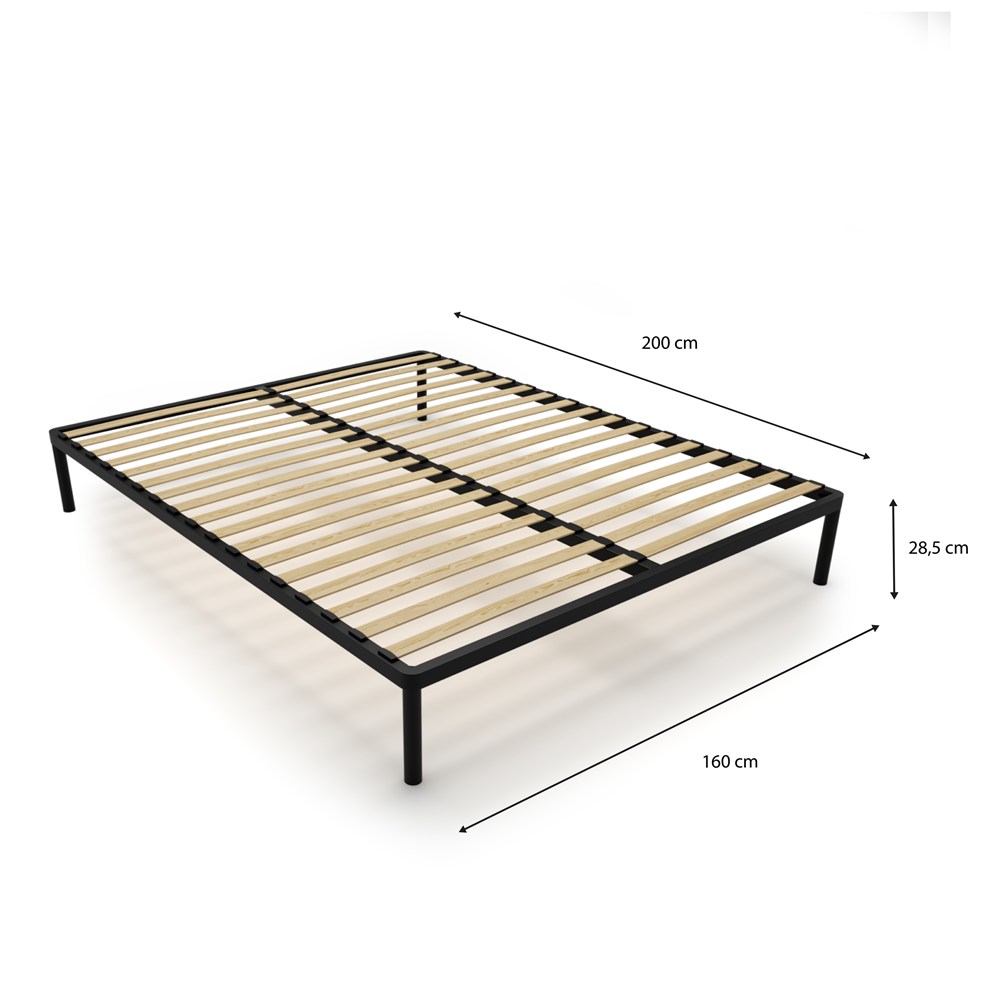 Stelaż Łóżka BED ALU 160x200 Metalowy Drewniane Listwy Nowoczesny CZARNY - obrazek 5