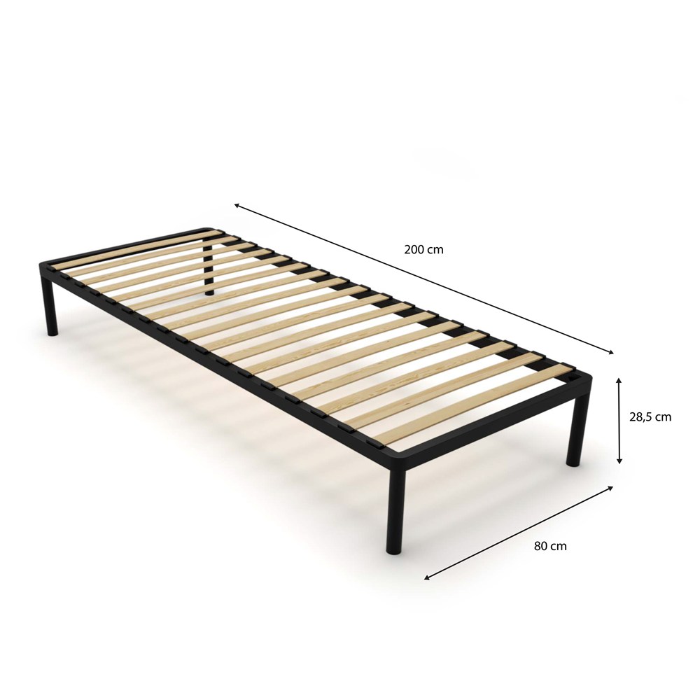 Stelaż Łóżka BED ALU 80x200 Metalowy Drewniane Listwy Nowoczesny CZARNY - obrazek 4