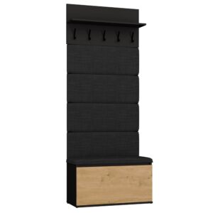 Wieszak + Szafka LIOR CZERŃ / DĄB ARTISAN Do Przedpokoju