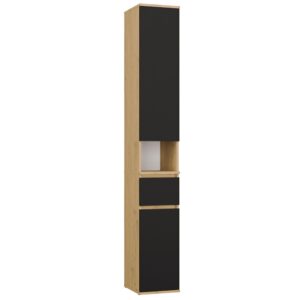 Szafka Słupek LIOR 2D1S DĄB ARTISAN / CZERŃ Regał z Szufladą Do Pokoju Biura