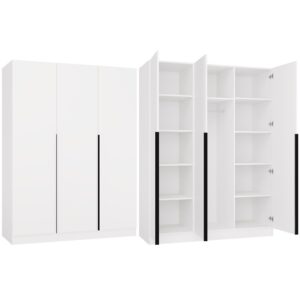 Szafa SENSO 3D 150 CM 3 Drzwi Czarne Uchwyty Do Salonu Sypialni BIEL