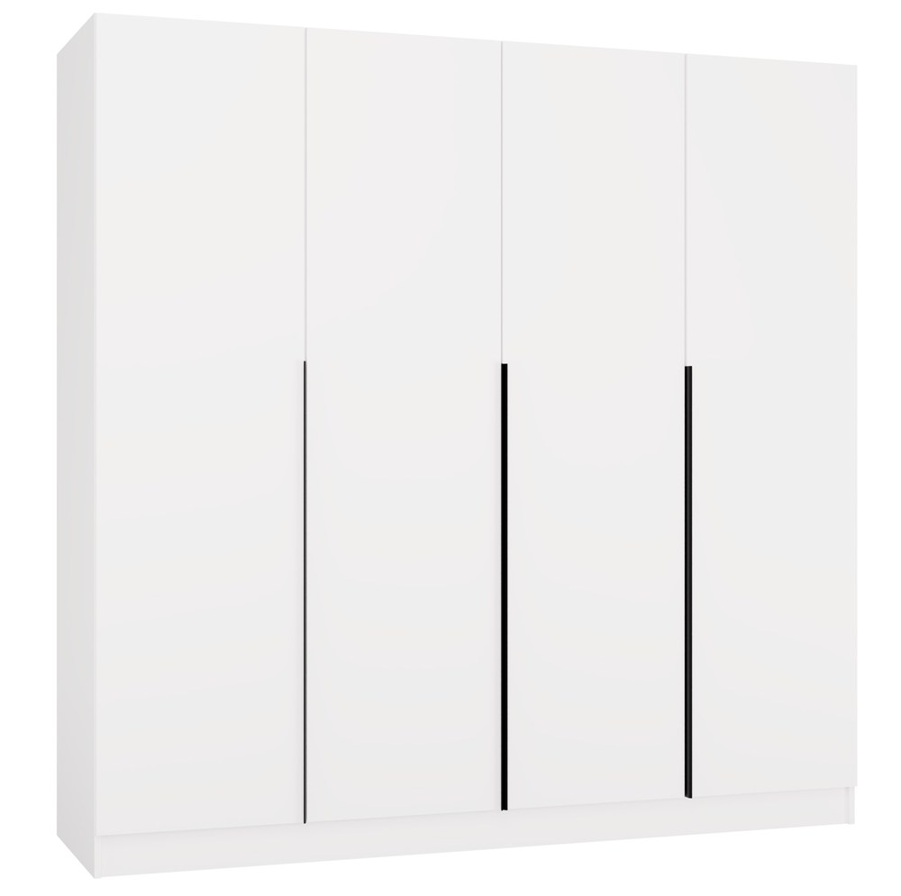 Szafa SENSO 4D 200 CM 4 Drzwi Czarne Uchwyty Do Salonu Sypialni BIEL - obrazek 2