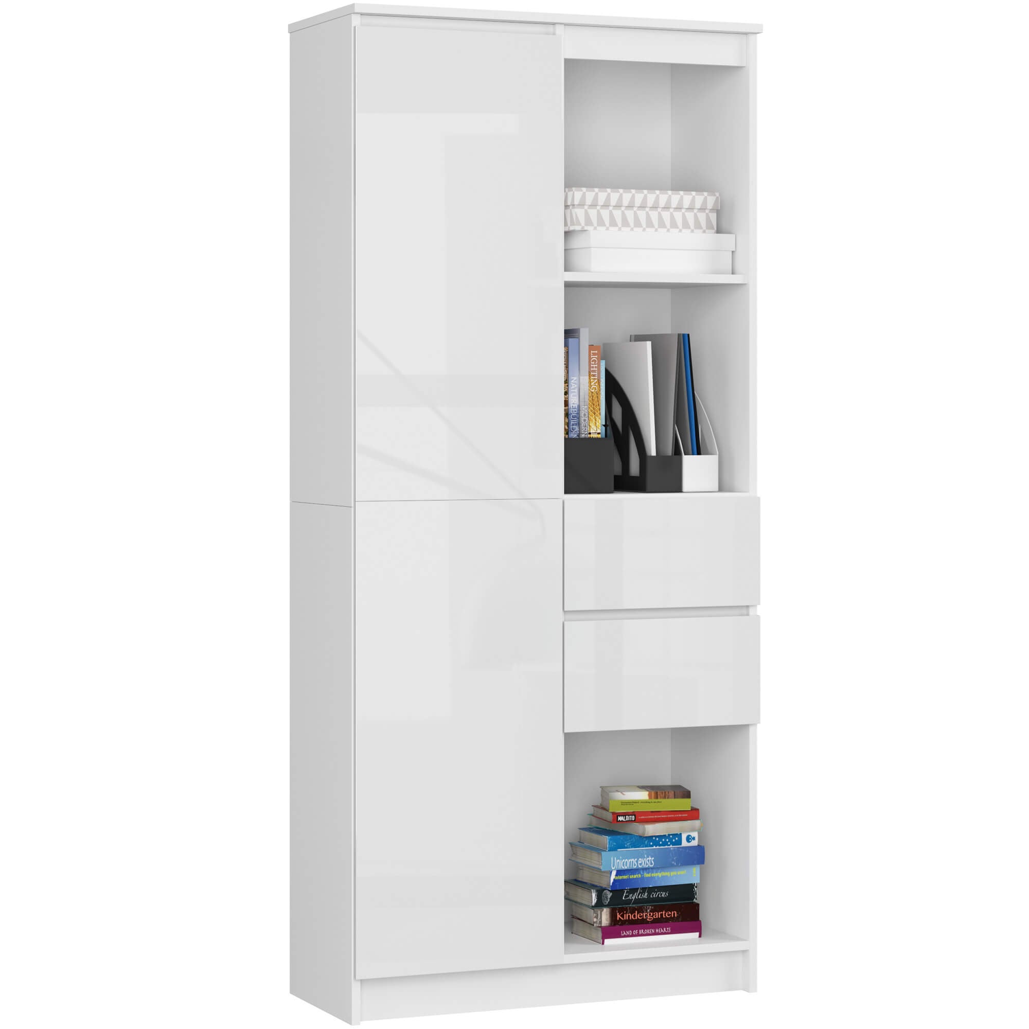 REGAŁ BIUROWY R 80 cm CLP R15 PK BIAŁY / BIAŁY POŁYSK