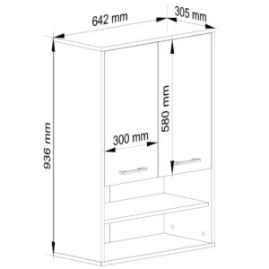 SZAFKA WISZĄCA FIN H934 W64 2D 1P GRAFIT SZARY/BIAŁA