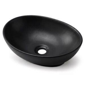 Umywalka nablatowa owalna OVALIS ceramiczna 41 cm Czarny mat