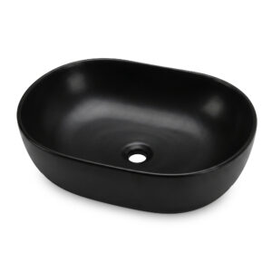 Umywalka nablatowa owalna ELIPSE ceramiczna 49 cm Czarny mat