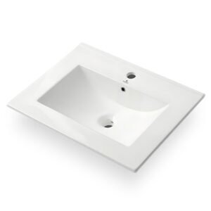 Umywalka wpuszczana w blat prostokątna NORDIS ceramiczna 61 cm Biała