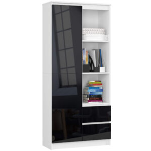 REGAŁ BIUROWY R 80 cm CLP R11 PK BIAŁY / CZARNY POŁYSK
