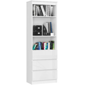 REGAŁ BIUROWY R 60 cm CLP 3 SZUFLADY 2 PÓŁKI PK BIAŁY / BIAŁY POŁYSK