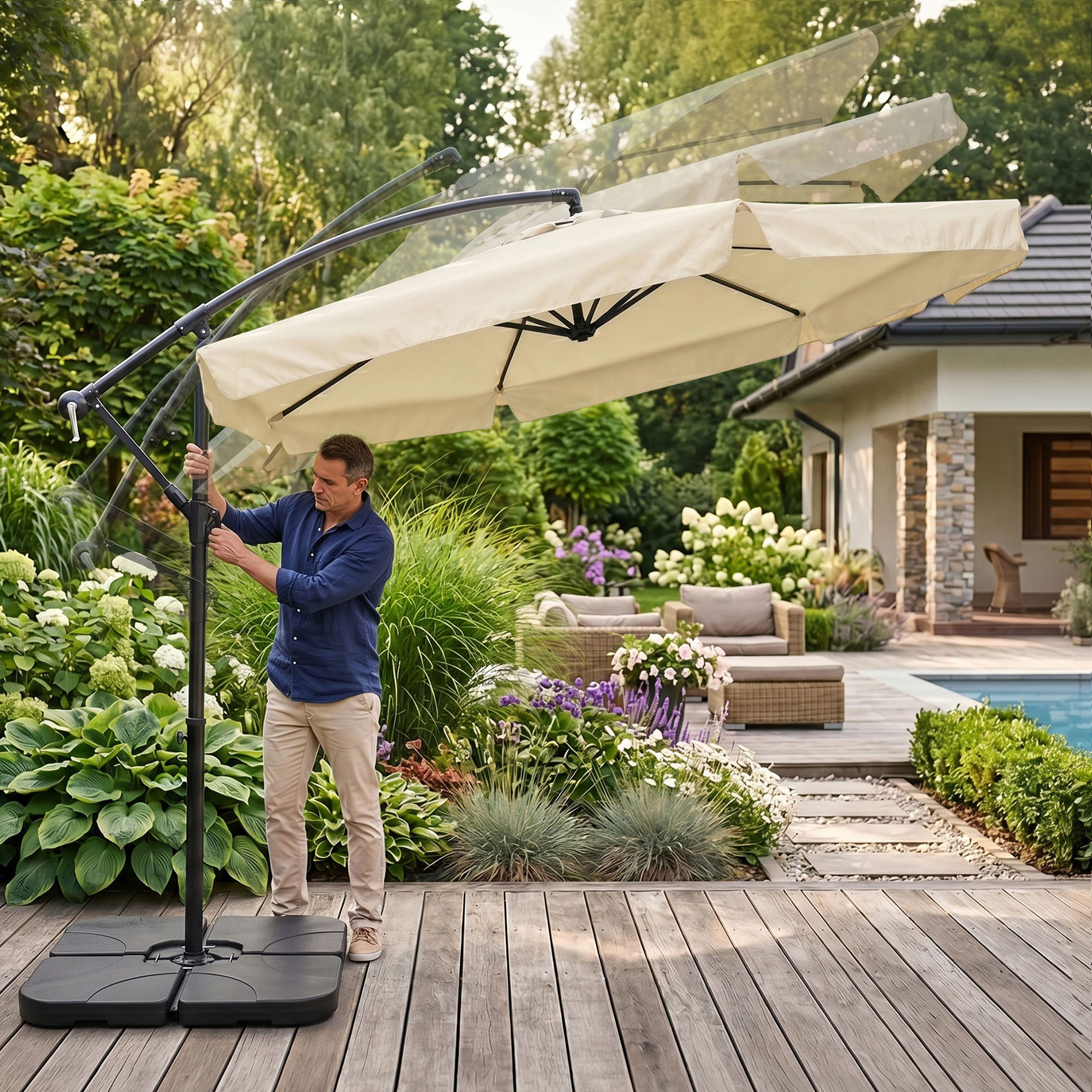 PARASOL OGRODOWY CYNIA BEŻOWY - obrazek 2