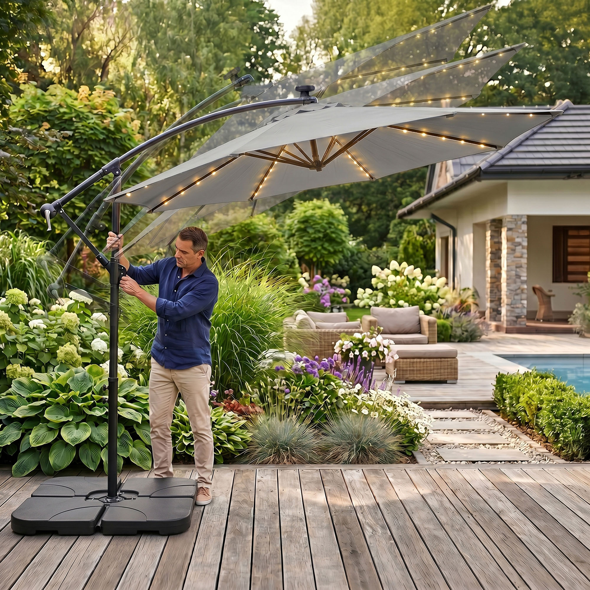 PARASOL OGRODOWY MILIN JASNOSZARY - obrazek 3