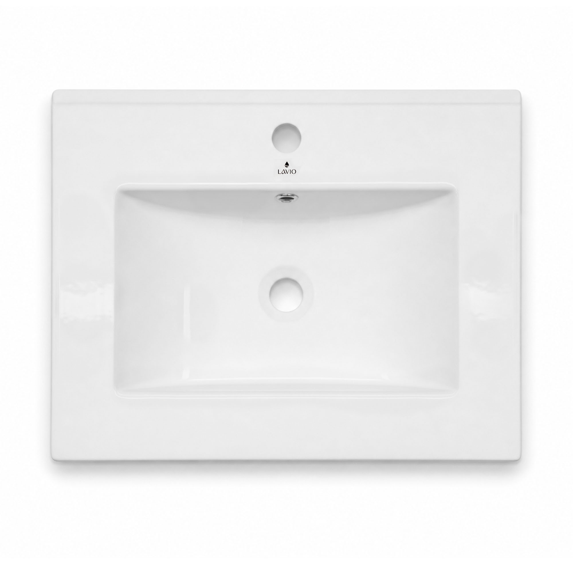 Umywalka wpuszczana w blat prostokątna NORDIS ceramiczna 61 cm Biała