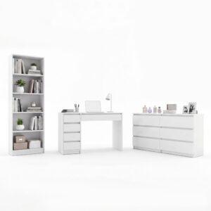 Zestaw Mebli Biurko Arto + Komoda Malwa M6 + Regał R60 BIEL Do Pokoju Biura