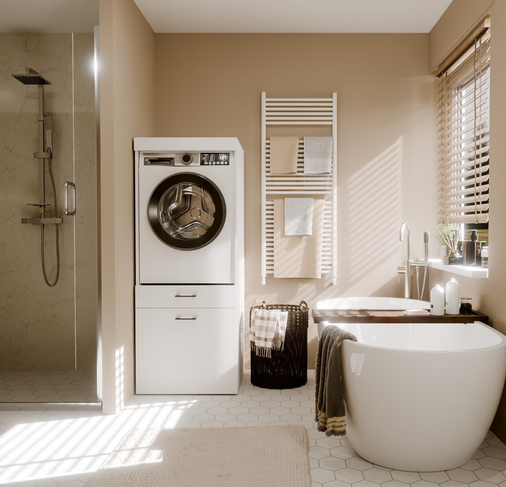 Szafka Łazienkowa Na Pralkę Lub Suszarkę POLA 2S BIAŁA 2 Szuflady Regał - obrazek 2