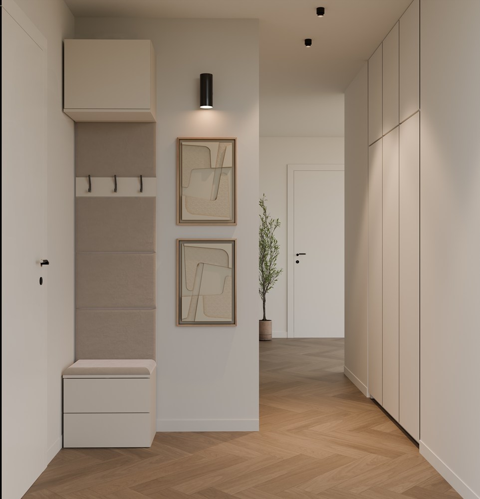 Garderoba HAGA 1W2S Wieszak 2 Szuflady Do Korytarza KASZMIR BEŻ 238x50x35 - obrazek 2