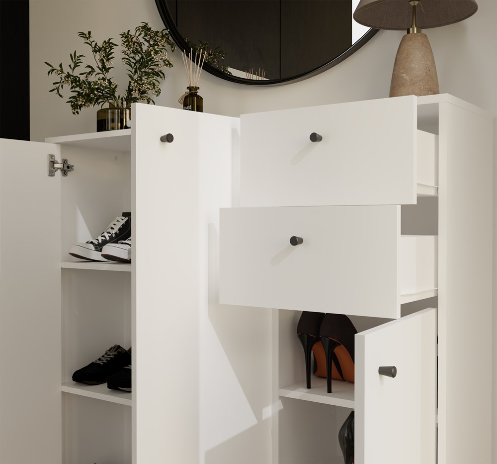 KOMODA FRAN BIAŁY 120 Cm Szafka 3 Drzwi 2 Szuflady 30 Cm Do Salonu Sypialni - obrazek 6