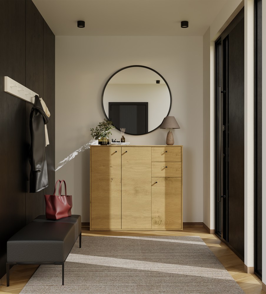 KOMODA FRAN DĄB ARTISAN 120 Cm 3 Drzwi 2 Szuflady 30 Cm Do Salonu Sypialni - obrazek 2